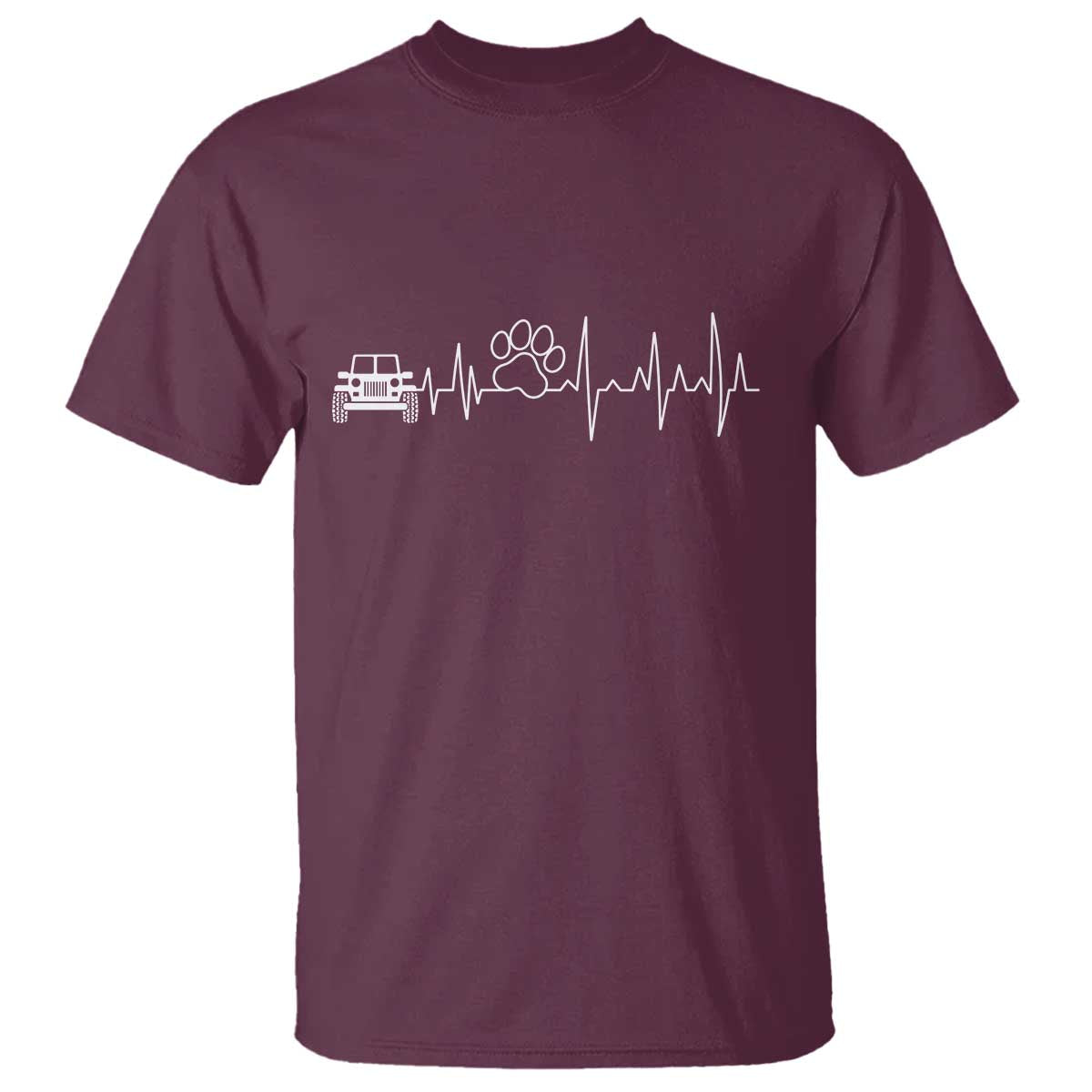 4x4 Off Road Car Riding Vintage Pet Paw Heartbeat T Shirt TS11 Maroon Print Your Wear