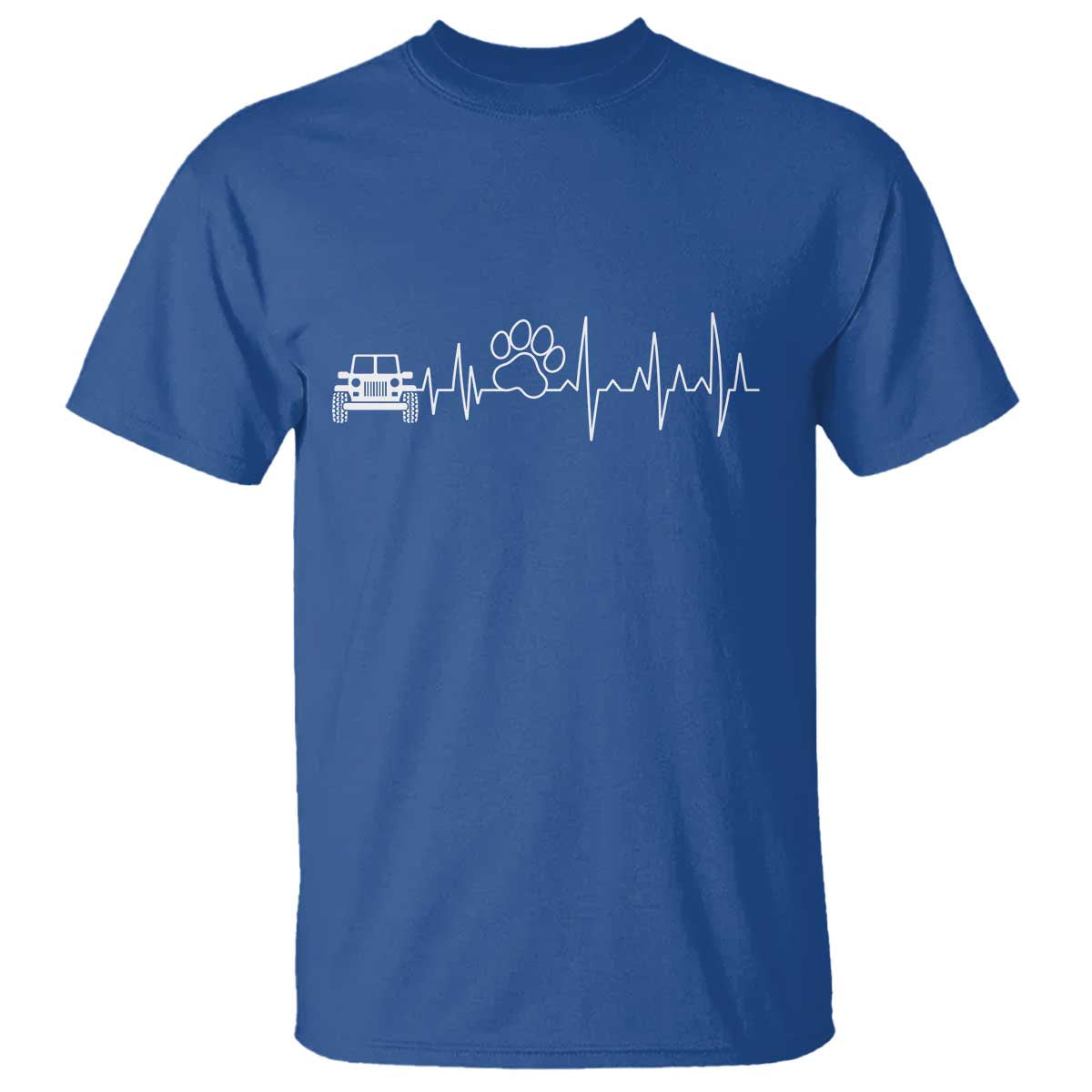 4x4 Off Road Car Riding Vintage Pet Paw Heartbeat T Shirt TS11 Royal Blue Print Your Wear