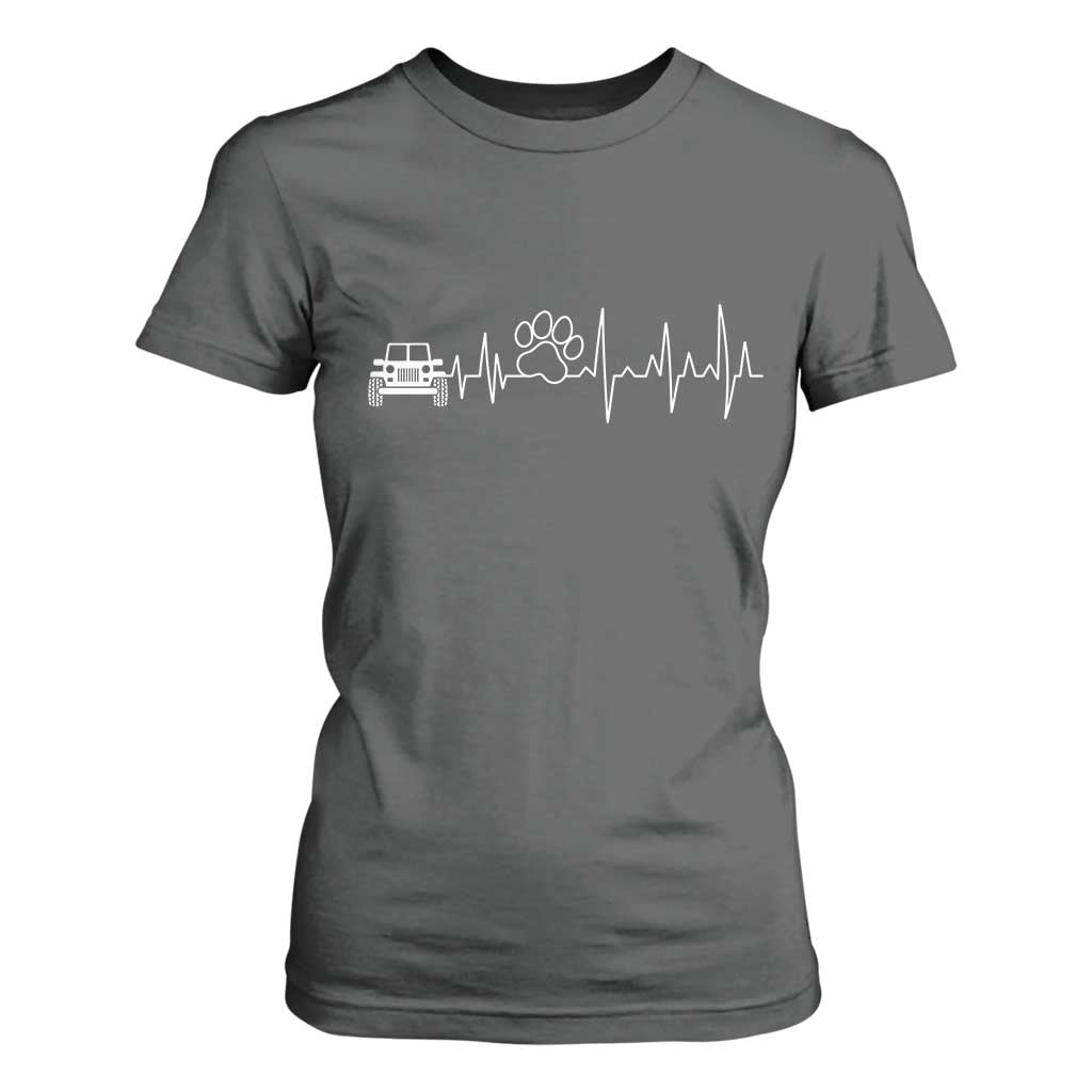 4x4 Off Road Car Riding Vintage Pet Paw Heartbeat T Shirt For Women TS11 Dark Heather Print Your Wear