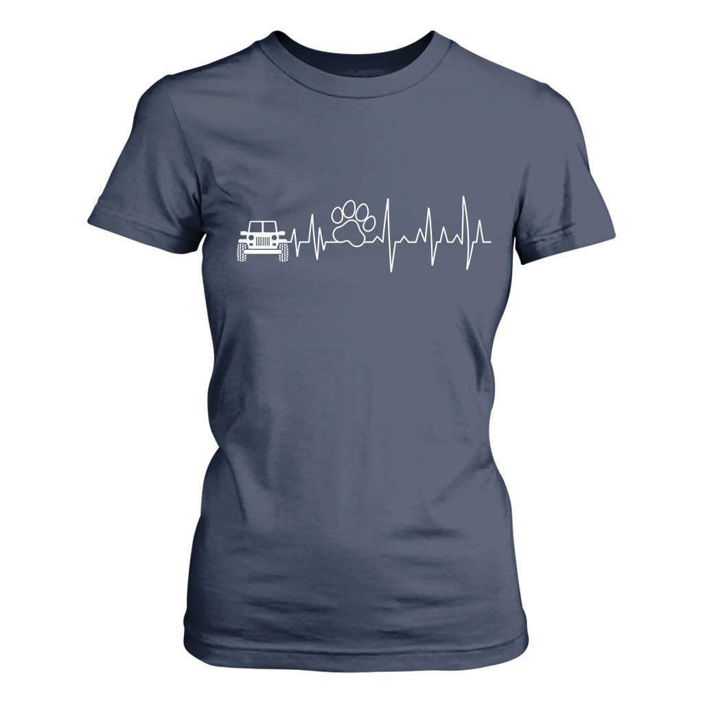 4x4 Off Road Car Riding Vintage Pet Paw Heartbeat T Shirt For Women TS11 Navy Print Your Wear