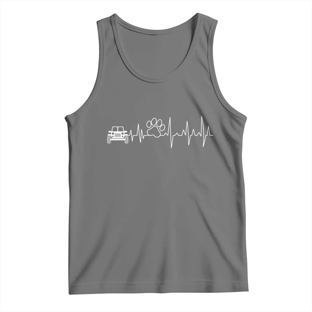 4x4 Off Road Car Riding Vintage Pet Paw Heartbeat Tank Top TS11 Black Heather Print Your Wear