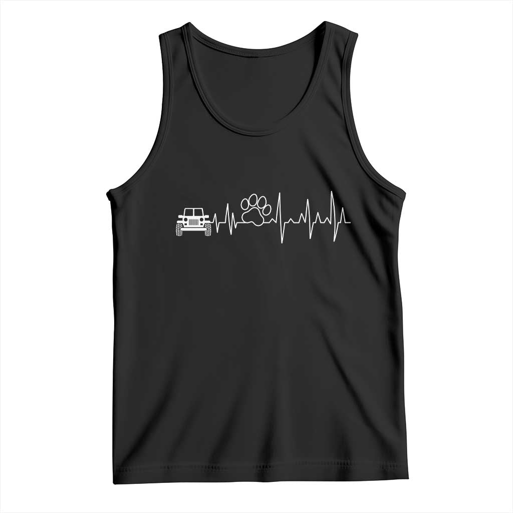4x4 Off Road Car Riding Vintage Pet Paw Heartbeat Tank Top TS11 Black Print Your Wear