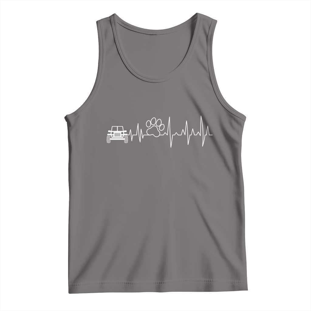 4x4 Off Road Car Riding Vintage Pet Paw Heartbeat Tank Top TS11 Deep Heather Print Your Wear