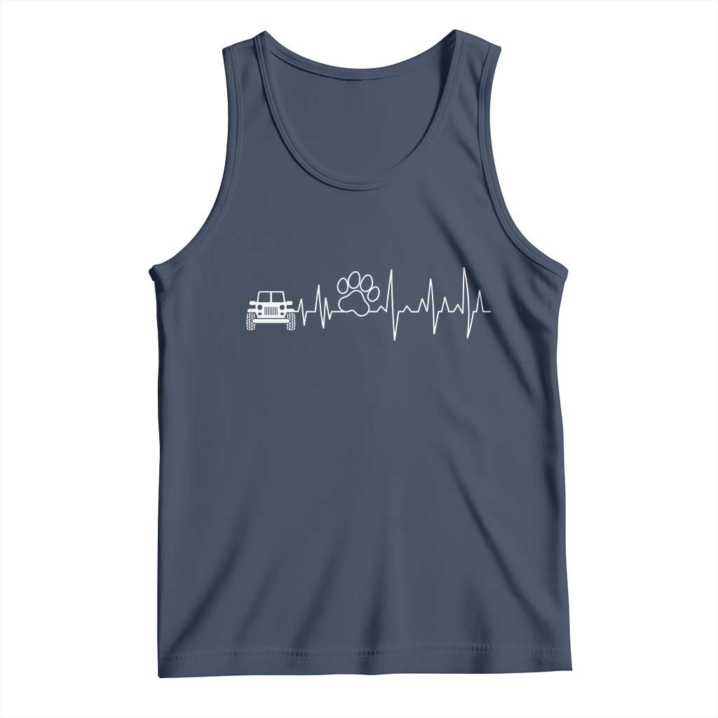4x4 Off Road Car Riding Vintage Pet Paw Heartbeat Tank Top TS11 Navy Print Your Wear
