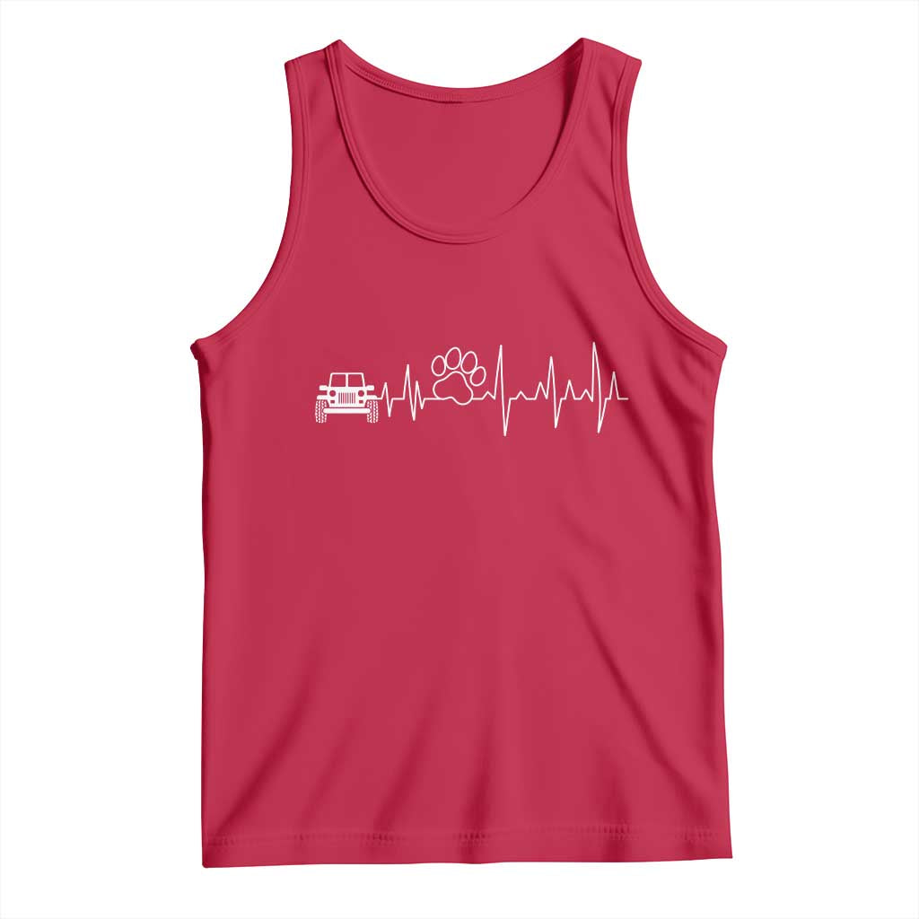 4x4 Off Road Car Riding Vintage Pet Paw Heartbeat Tank Top TS11 Red Print Your Wear