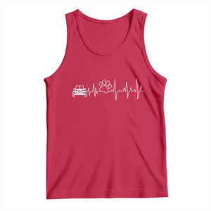 4x4 Off Road Car Riding Vintage Pet Paw Heartbeat Tank Top TS11 Red Print Your Wear