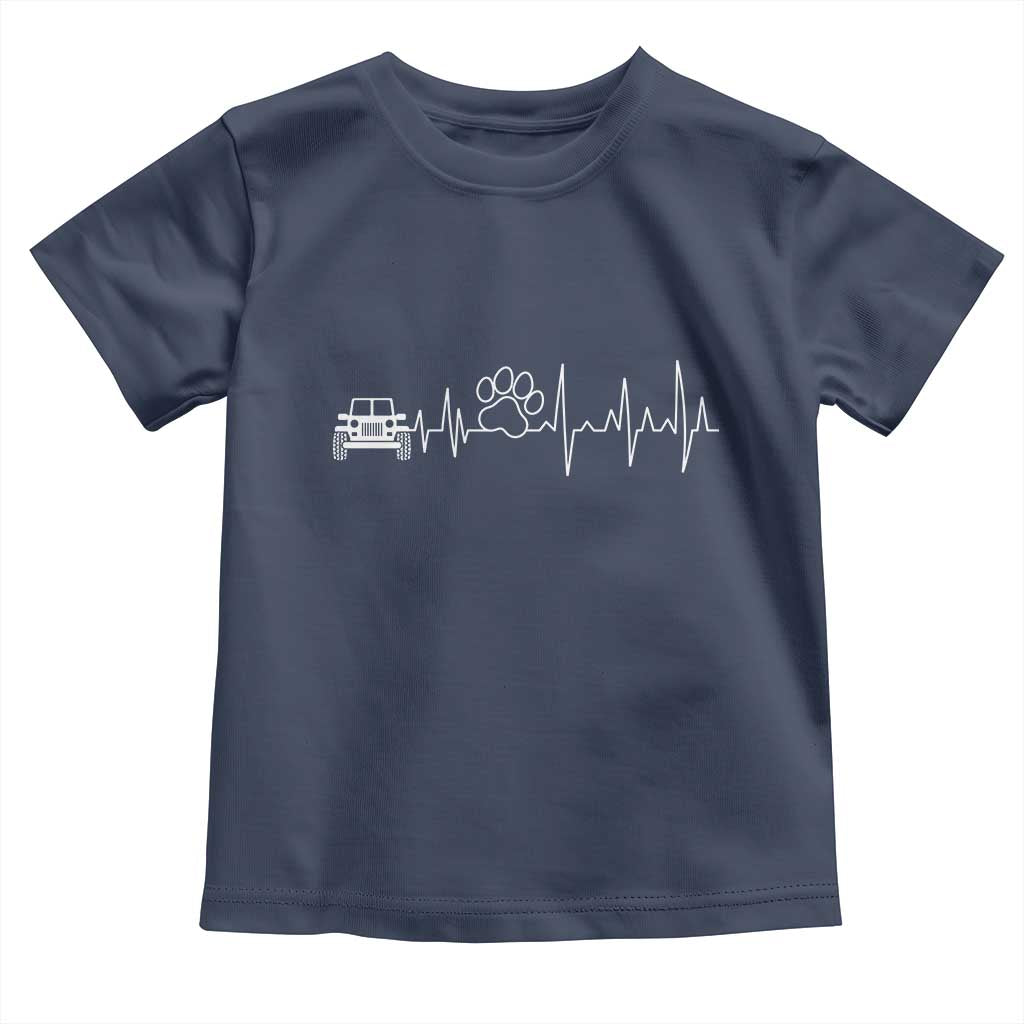 4x4 Off Road Car Riding Vintage Pet Paw Heartbeat Toddler T Shirt TS11 Navy Print Your Wear