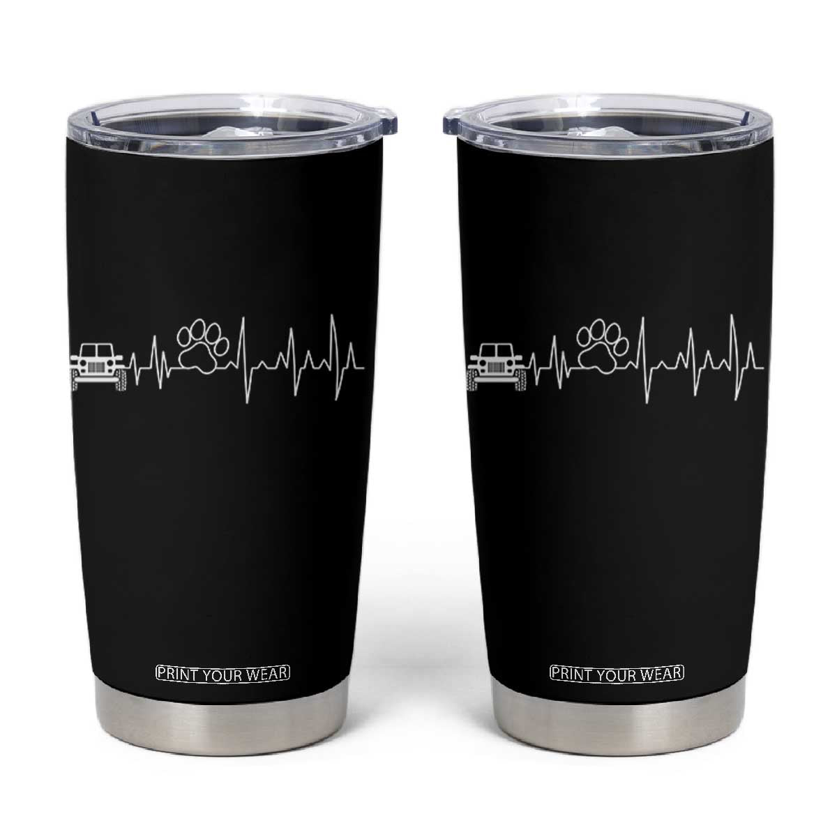 4x4 Off Road Car Riding Vintage Pet Paw Heartbeat Tumbler Cup TS11 Black Print Your Wear