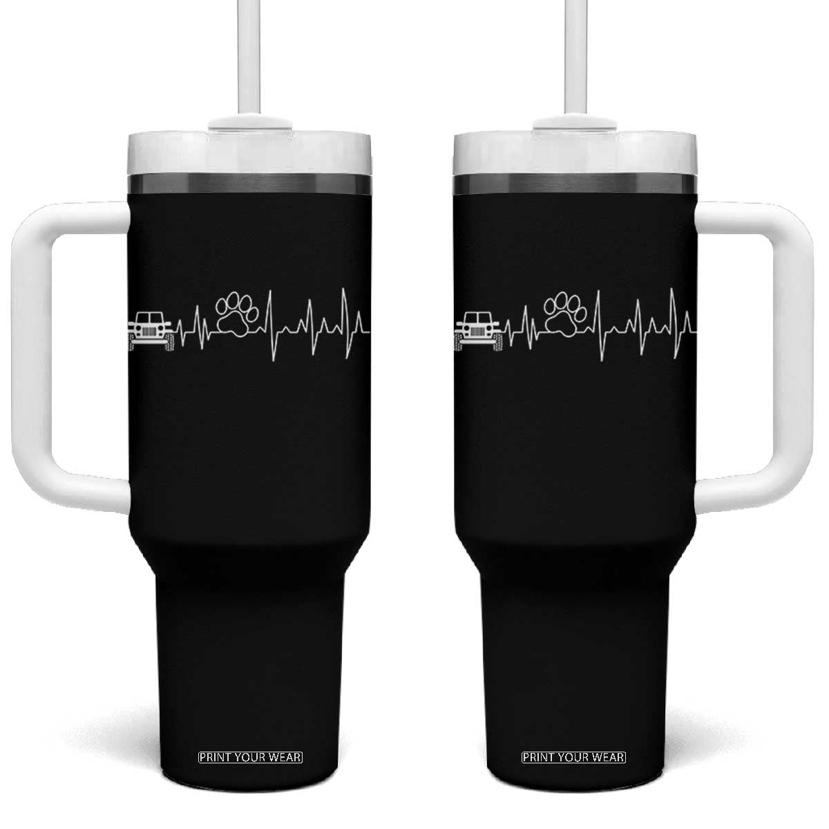 4x4 Off Road Car Riding Vintage Pet Paw Heartbeat Tumbler With Handle TS11 One Size: 40 oz Black Print Your Wear