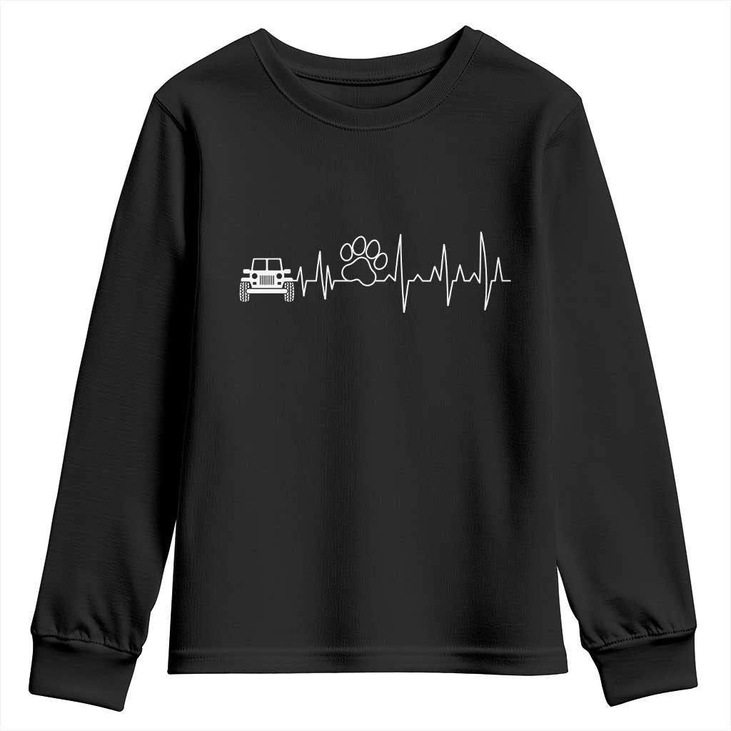 4x4 Off Road Car Riding Vintage Pet Paw Heartbeat Youth Sweatshirt TS11 Black Print Your Wear