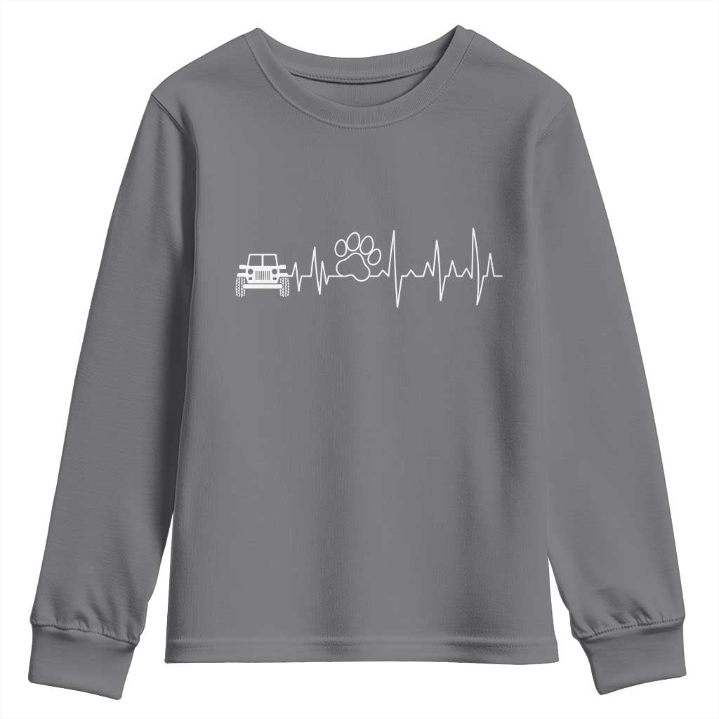 4x4 Off Road Car Riding Vintage Pet Paw Heartbeat Youth Sweatshirt TS11 Charcoal Print Your Wear