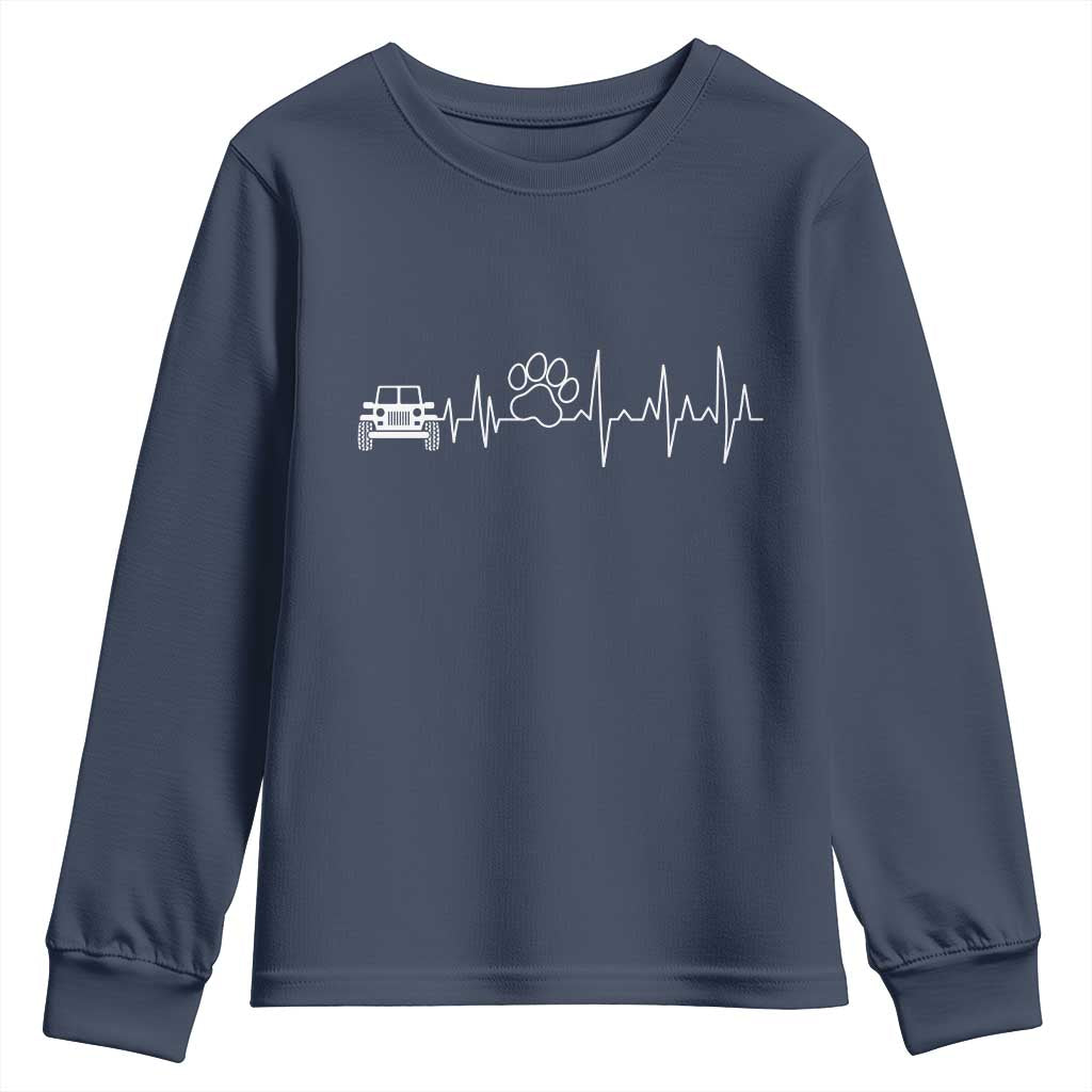 4x4 Off Road Car Riding Vintage Pet Paw Heartbeat Youth Sweatshirt TS11 Navy Print Your Wear