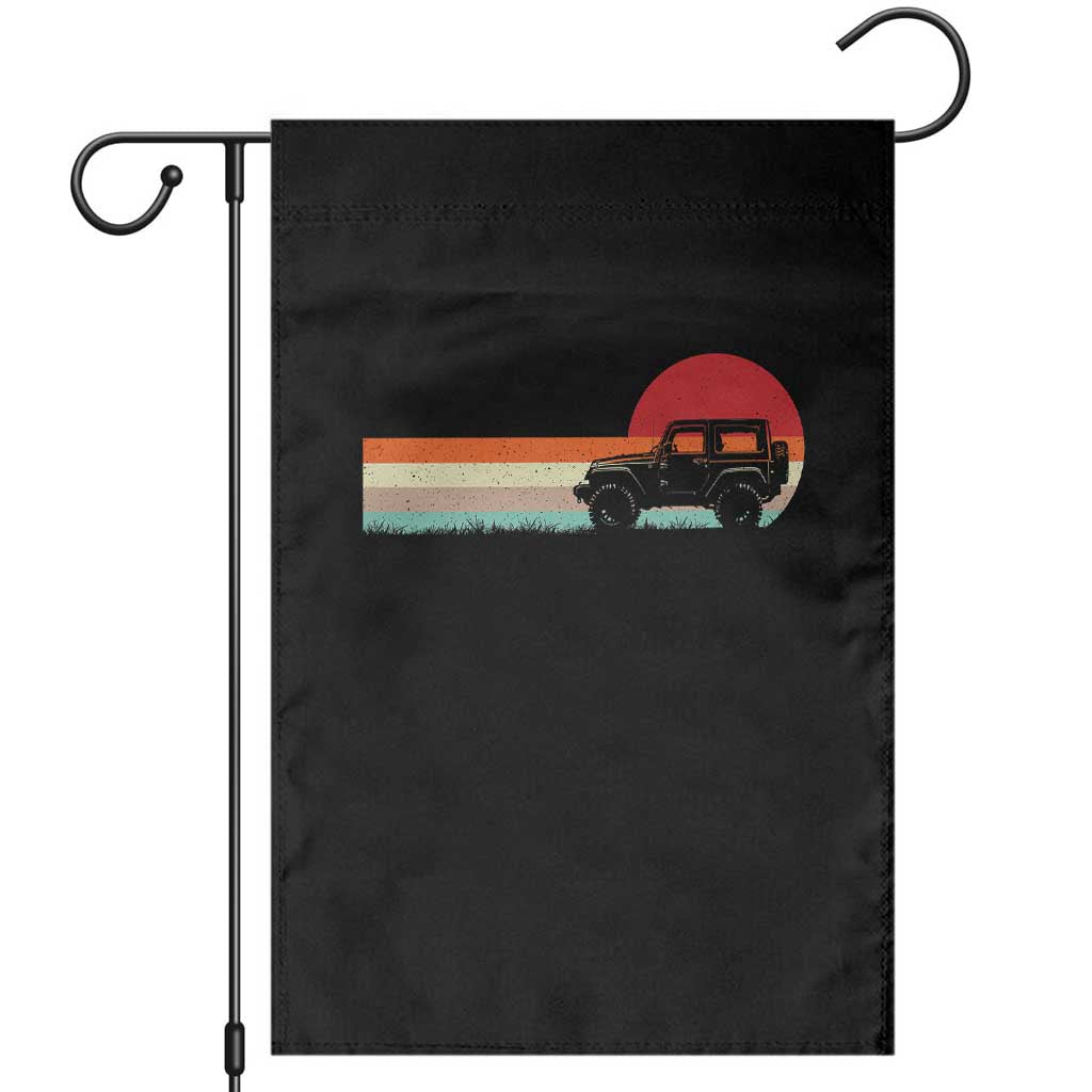 Off Road QUAD ATV Car Vintage Retro Sunset Garden Flag TS11 Black Print Your Wear
