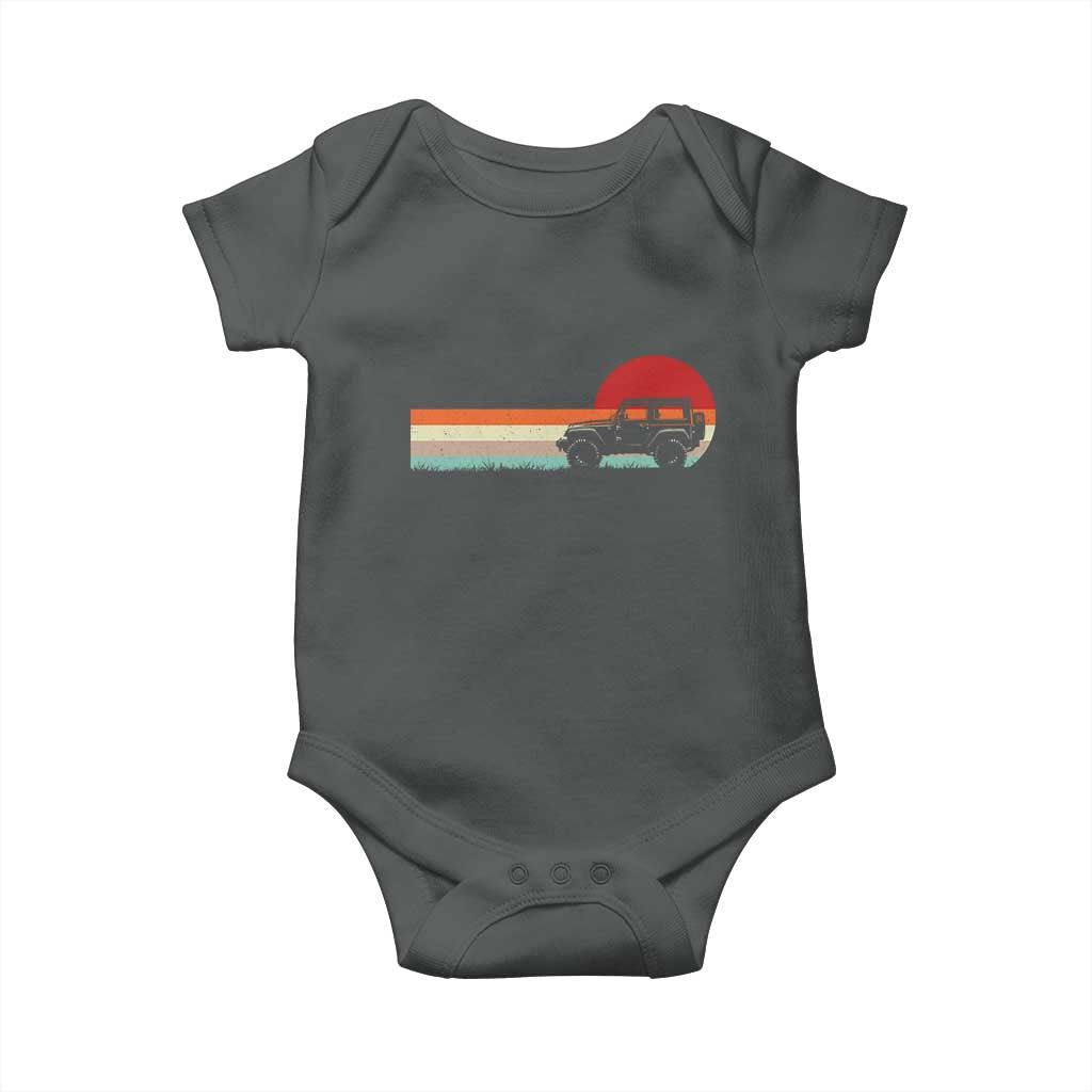 Off Road QUAD ATV Car Vintage Retro Sunset Baby Onesie TS11 Dark Heather Print Your Wear
