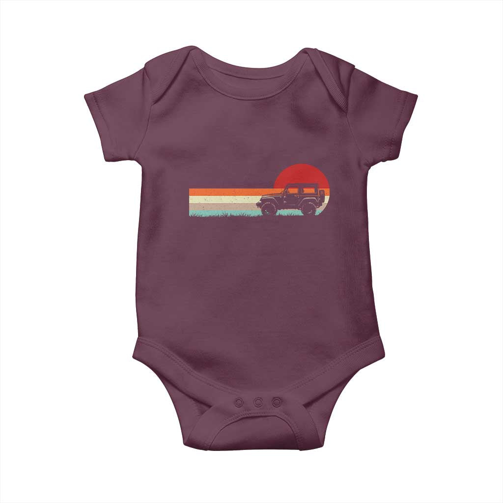 Off Road QUAD ATV Car Vintage Retro Sunset Baby Onesie TS11 Maroon Print Your Wear