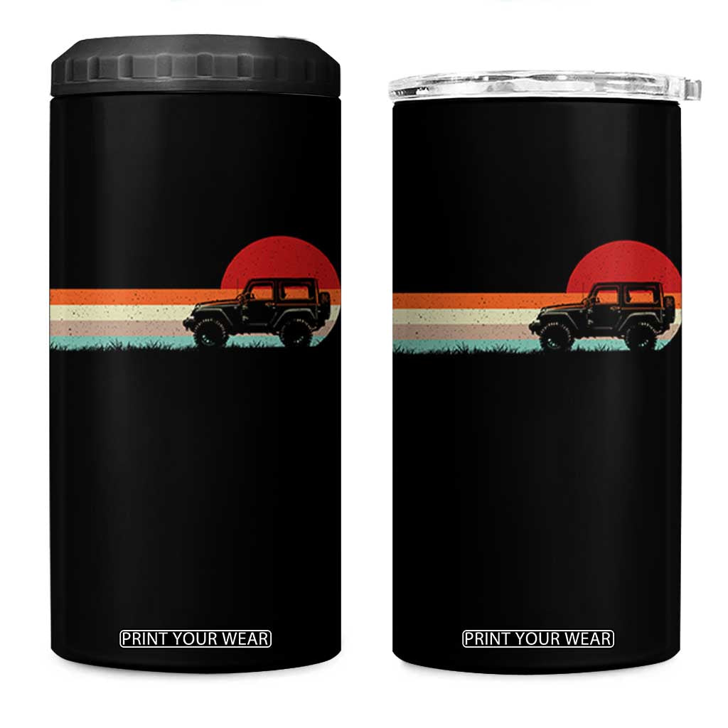 Off Road QUAD ATV Car Vintage Retro Sunset 4 in 1 Can Cooler Tumbler TS11 One Size: 16 oz Black Print Your Wear