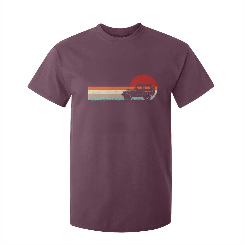 Off Road QUAD ATV Car Vintage Retro Sunset T Shirt For Kid TS11 Maroon Print Your Wear