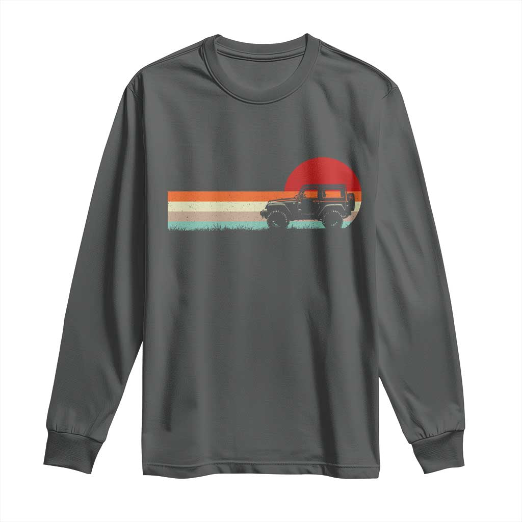 Off Road QUAD ATV Car Vintage Retro Sunset Long Sleeve Shirt TS11 Dark Heather Print Your Wear