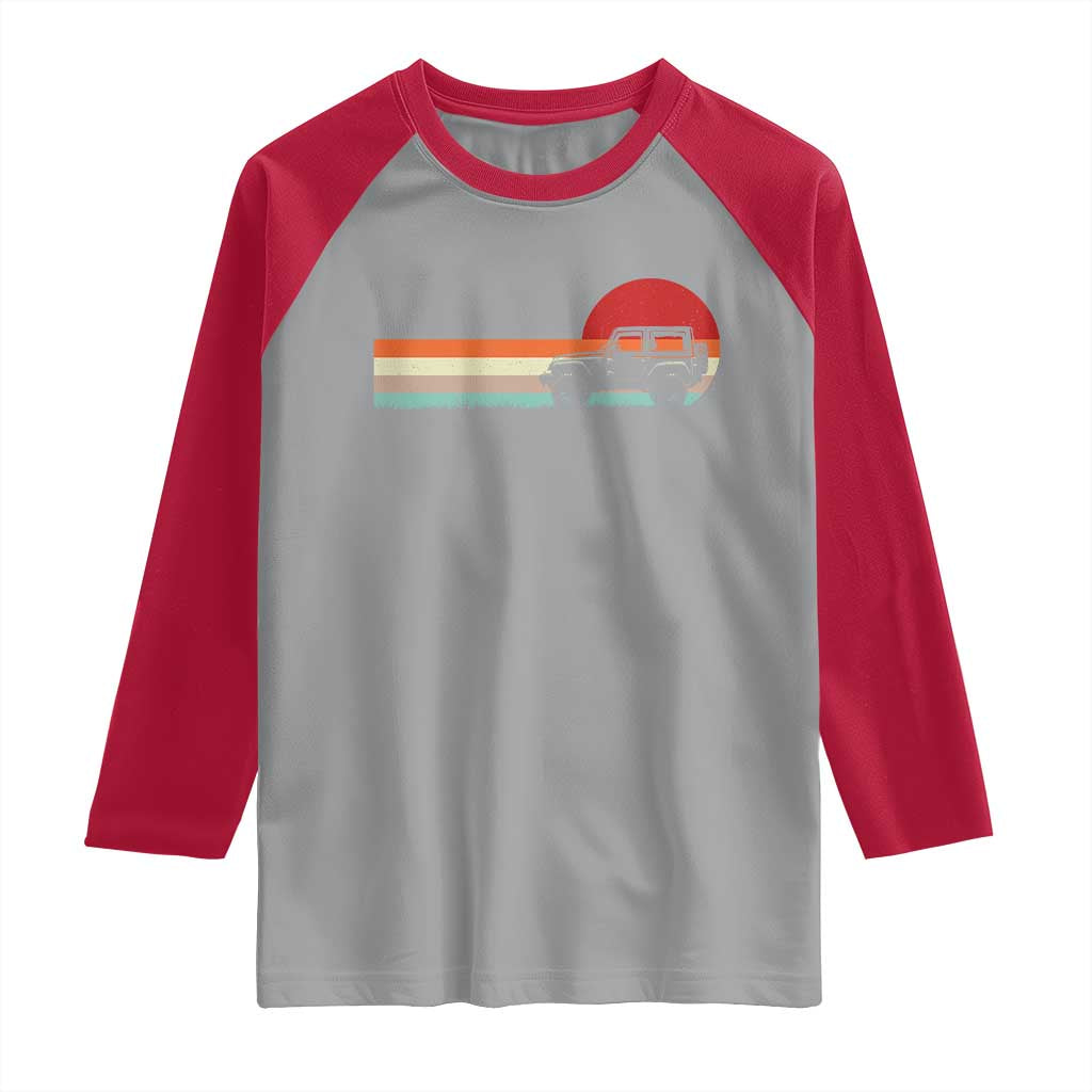 Off Road QUAD ATV Car Vintage Retro Sunset Raglan Shirt TS11 Sport Gray Red Print Your Wear