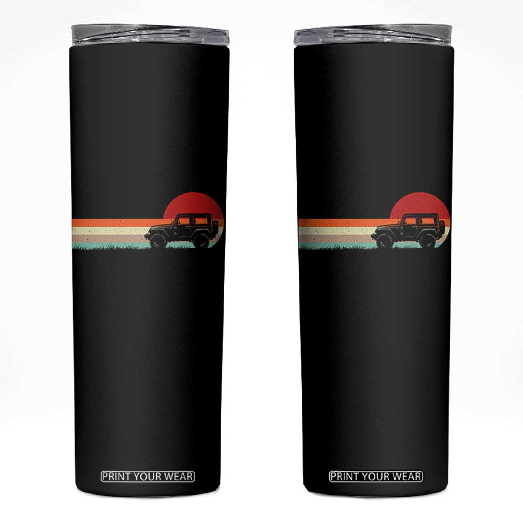 Off Road QUAD ATV Car Vintage Retro Sunset Skinny Tumbler TS11 Black Print Your Wear