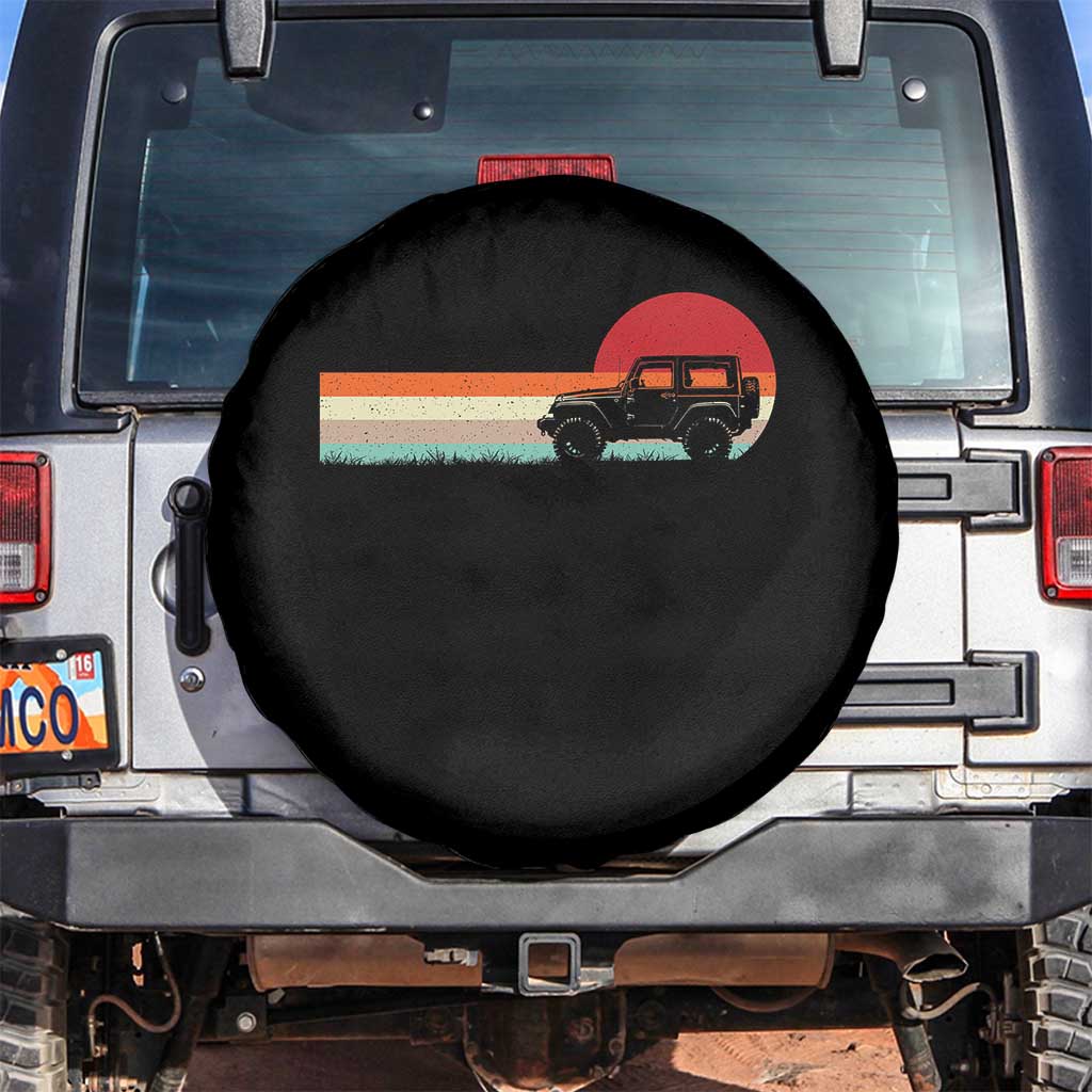 Off Road QUAD ATV Car Vintage Retro Sunset Spare Tire Cover TS11 No hole Black Print Your Wear