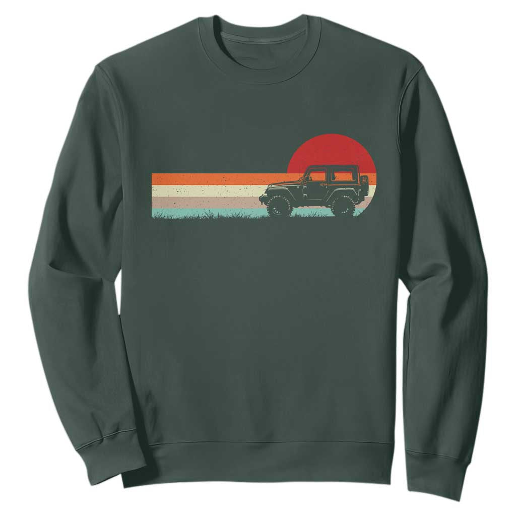 Off Road QUAD ATV Car Vintage Retro Sunset Sweatshirt TS11 Dark Forest Green Print Your Wear