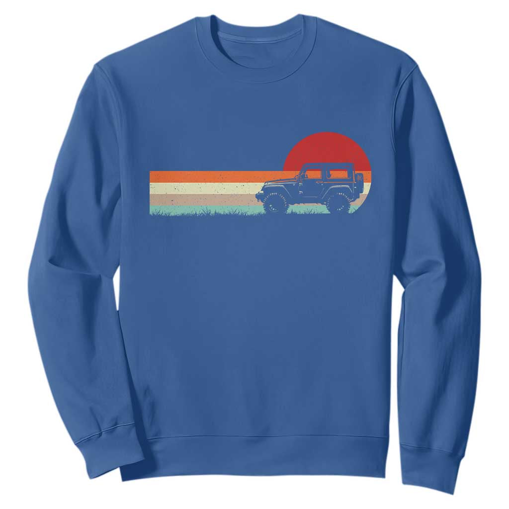 Off Road QUAD ATV Car Vintage Retro Sunset Sweatshirt TS11 Royal Blue Print Your Wear