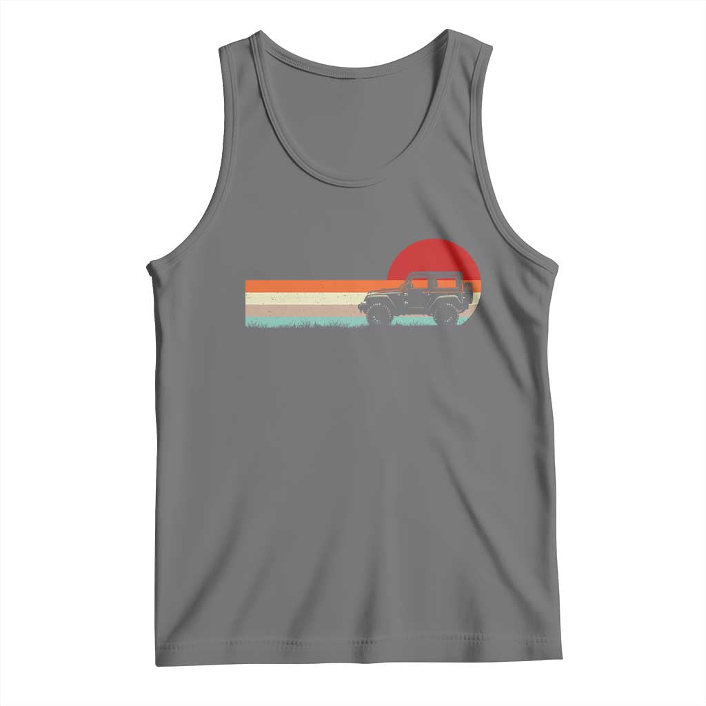 Off Road QUAD ATV Car Vintage Retro Sunset Tank Top TS11 Black Heather Print Your Wear