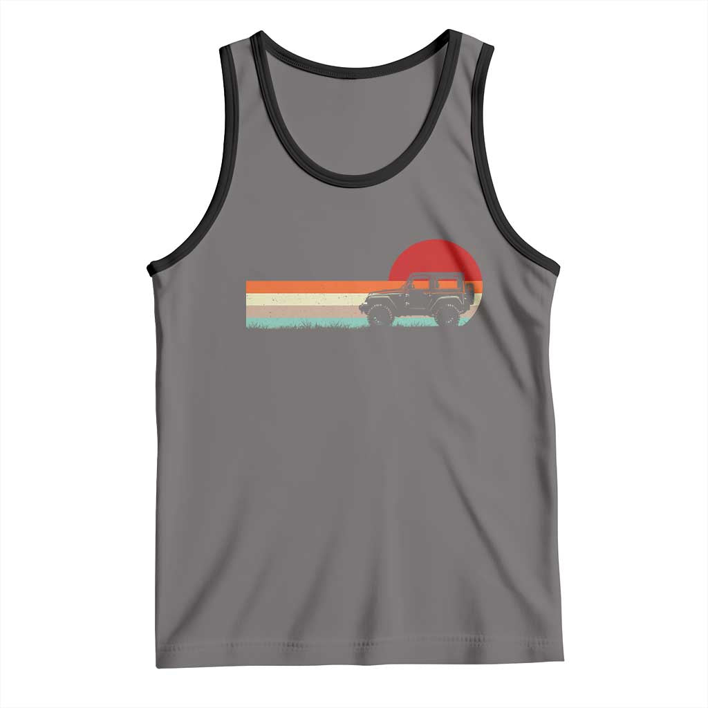 Off Road QUAD ATV Car Vintage Retro Sunset Tank Top TS11 Deep Heather Black Print Your Wear