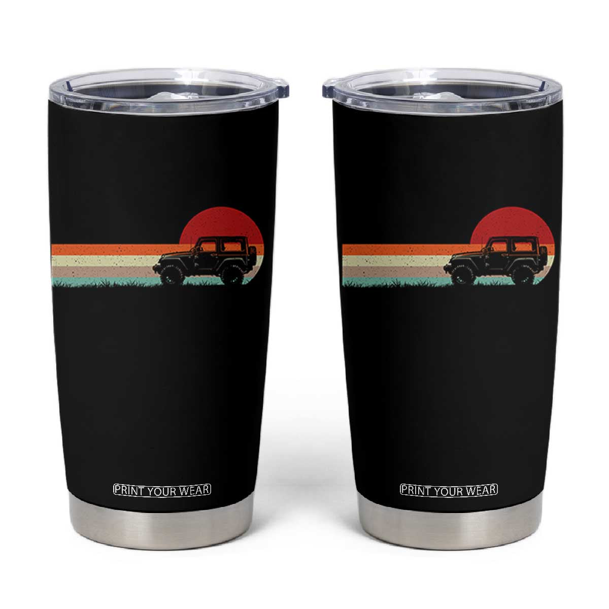 Off Road QUAD ATV Car Vintage Retro Sunset Tumbler Cup TS11 Black Print Your Wear