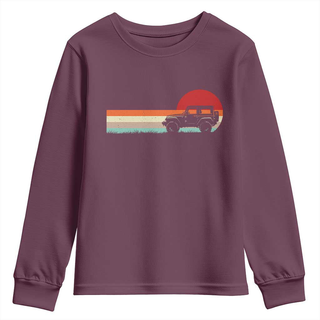 Off Road QUAD ATV Car Vintage Retro Sunset Youth Sweatshirt TS11 Maroon Print Your Wear