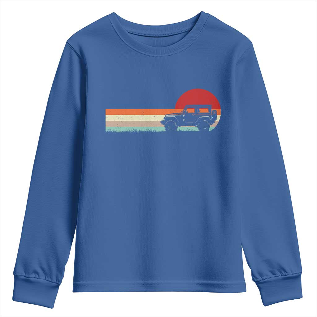 Off Road QUAD ATV Car Vintage Retro Sunset Youth Sweatshirt TS11 Royal Blue Print Your Wear