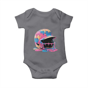 Funny Baseball Helmet Ice Cream Baseball Drip Baby Onesie TS11 Charcoal Print Your Wear