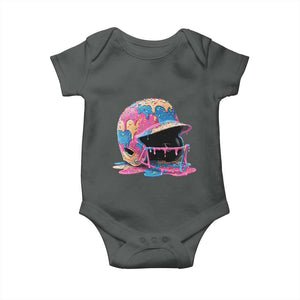Funny Baseball Helmet Ice Cream Baseball Drip Baby Onesie TS11 Dark Heather Print Your Wear