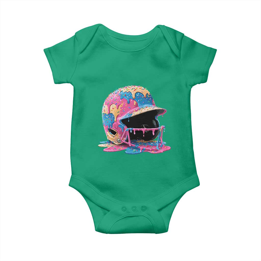 Funny Baseball Helmet Ice Cream Baseball Drip Baby Onesie TS11 Irish Green Print Your Wear