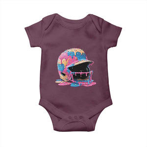 Funny Baseball Helmet Ice Cream Baseball Drip Baby Onesie TS11 Maroon Print Your Wear