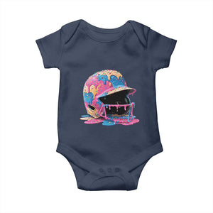 Funny Baseball Helmet Ice Cream Baseball Drip Baby Onesie TS11 Navy Print Your Wear