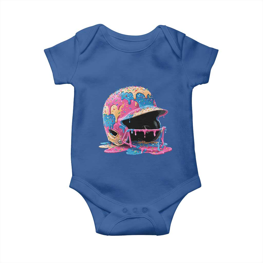 Funny Baseball Helmet Ice Cream Baseball Drip Baby Onesie TS11 Royal Blue Print Your Wear