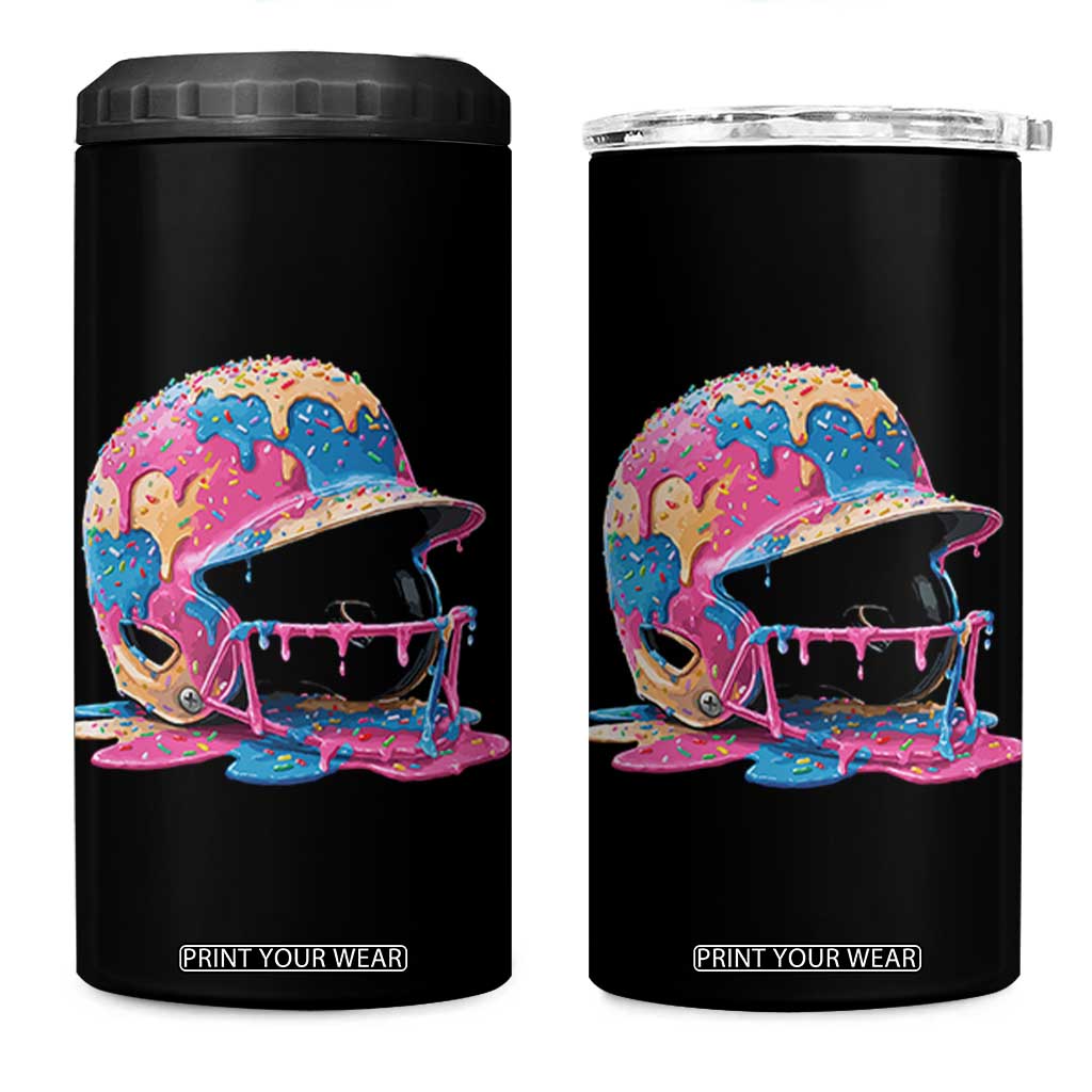 Funny Baseball Helmet Ice Cream Baseball Drip 4 in 1 Can Cooler Tumbler TS11 One Size: 16 oz Black Print Your Wear