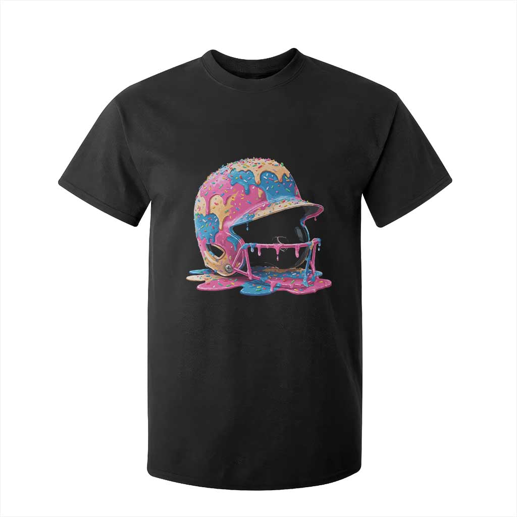 Funny Baseball Helmet Ice Cream Baseball Drip T Shirt For Kid TS11 Black Print Your Wear