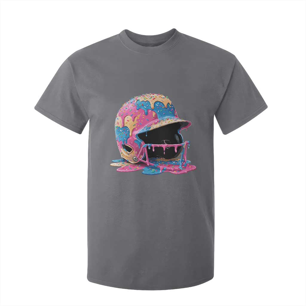 Funny Baseball Helmet Ice Cream Baseball Drip T Shirt For Kid TS11 Charcoal Print Your Wear