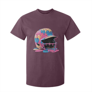 Funny Baseball Helmet Ice Cream Baseball Drip T Shirt For Kid TS11 Maroon Print Your Wear