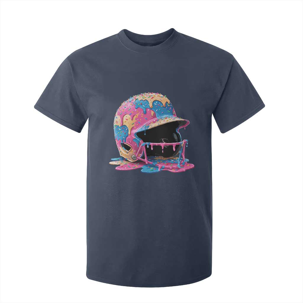 Funny Baseball Helmet Ice Cream Baseball Drip T Shirt For Kid TS11 Navy Print Your Wear