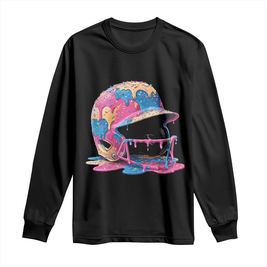 Funny Baseball Helmet Ice Cream Baseball Drip Long Sleeve Shirt TS11 Black Print Your Wear