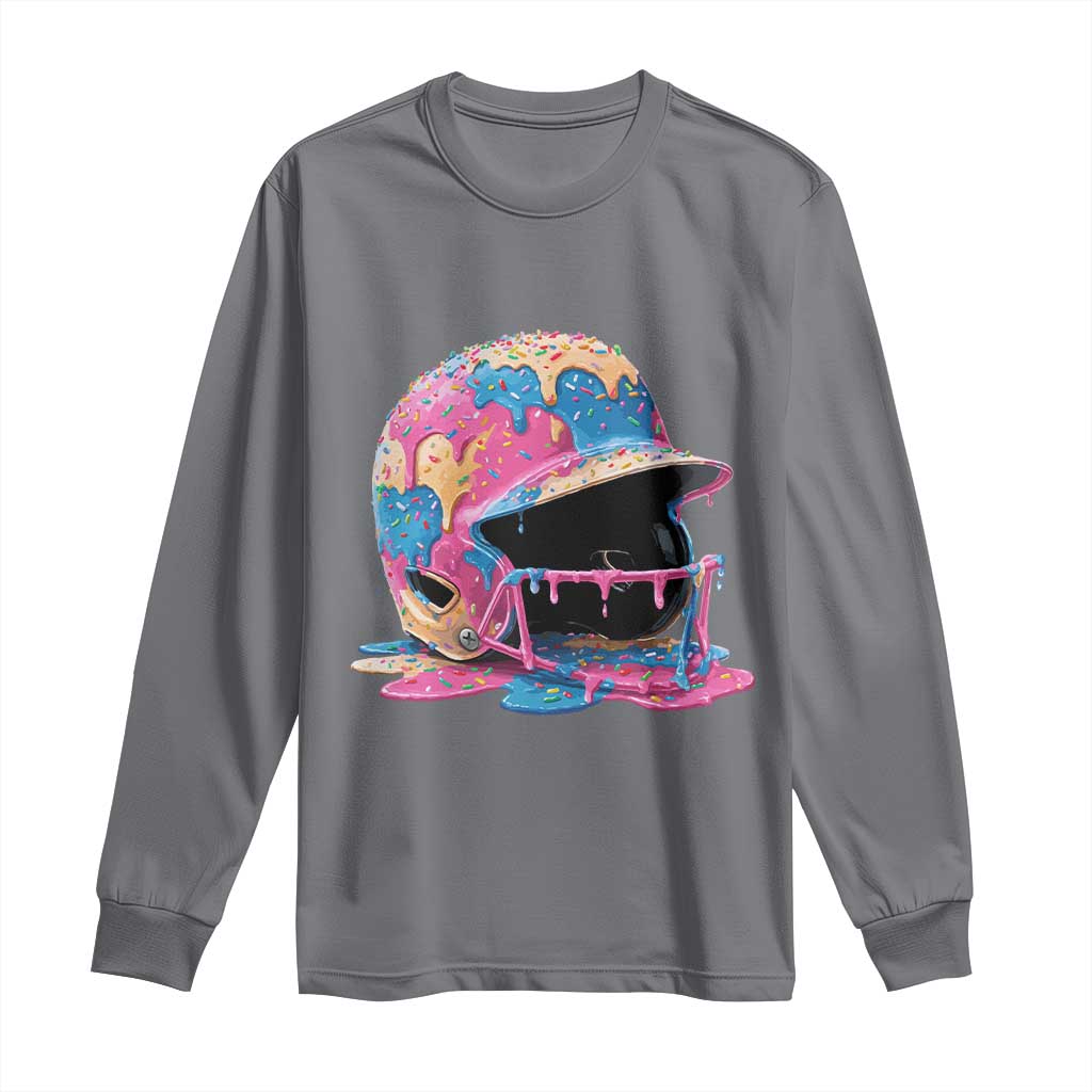 Funny Baseball Helmet Ice Cream Baseball Drip Long Sleeve Shirt TS11 Charcoal Print Your Wear
