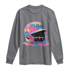 Funny Baseball Helmet Ice Cream Baseball Drip Long Sleeve Shirt TS11 Charcoal Print Your Wear