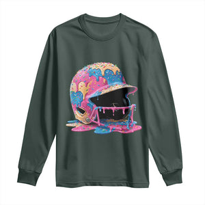 Funny Baseball Helmet Ice Cream Baseball Drip Long Sleeve Shirt TS11 Dark Forest Green Print Your Wear