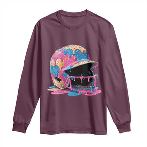 Funny Baseball Helmet Ice Cream Baseball Drip Long Sleeve Shirt TS11 Maroon Print Your Wear