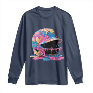 Funny Baseball Helmet Ice Cream Baseball Drip Long Sleeve Shirt TS11 Navy Print Your Wear