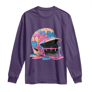Funny Baseball Helmet Ice Cream Baseball Drip Long Sleeve Shirt TS11 Purple Print Your Wear